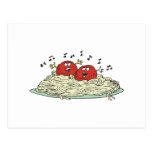 singing meatballs on spaghetti postcard