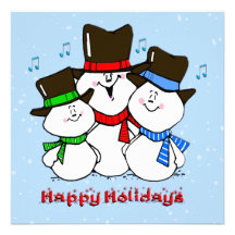Singing Snowmen Christmas Invitation