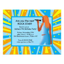 SINGING | TALENT SHOW ROCKER Girl Birthday Announcements