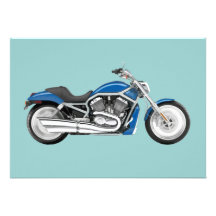 Single Blue Motorcycle Personalized Invitation