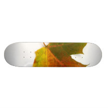 Single Coloured Maple Leaf On White Background Custom Skate Board