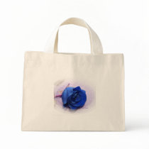 Single Dark Blue Rose, pale background Bag