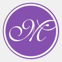 Single Letter Monogram - Purple Round Sticker