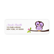 Single Owl Return Address Labels