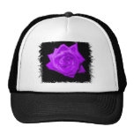 Single purple lilac rose against black jagged hats