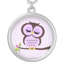 Single Purple Owl Necklaces