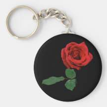 Single Red Rose Key Chains