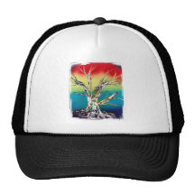 Single Tree Red Yellow Green Rasta Style Mesh Hat