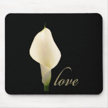 Single white calla lily mouse pads