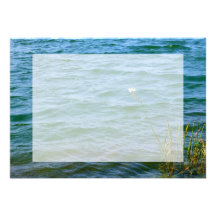 Single white flower water reed pond personalized invites