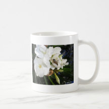Single White Oleander with Bee 1 Mug