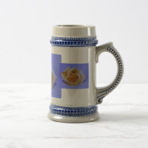 Single Yellow Rose Pale Blue background Coffee Mug