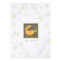 Sip and See Pumpkin Baby Carriage Invitation invitations