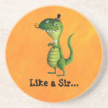 Sir T-rex with Moustaches Drink Coaster