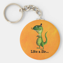 Sir T-rex with Moustaches Keychains