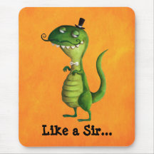 Sir T-rex with Moustaches Mouse Pads