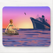 Sirène au coucher du soleil tapis de souris