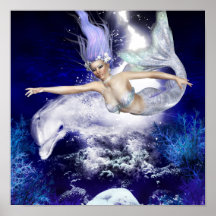 Sirène avec l'affiche de dauphin