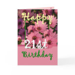 SISTER - 21st Birthday with Pink Daisy Flowers Greeting Card