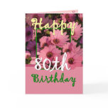 SISTER - 80th Birthday with Pink Daisy Flowers Cards