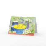 Sister Birthday Card Lemon Daisy Watercolor