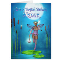 Sister Birthday Card With Pretty Fairy On A Lily p