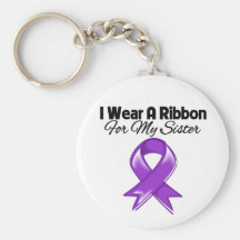 Sister - I Wear Purple Ribbon Keychain