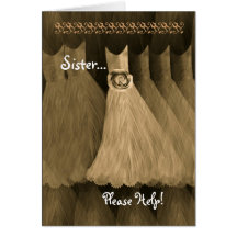 SISTER Maid of Honour Invitation GOLD Gown Cards