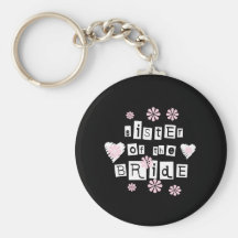 Sister of Bride White on Black Keychain