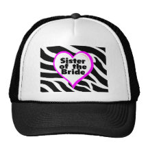 Sister of the Bride (Heart Zebra Print) Trucker Hats
