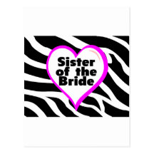 Sister of the Bride (Heart Zebra Print) Postcards