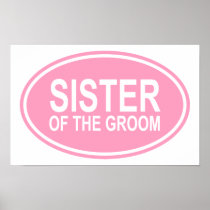Sister of the Groom Wedding Oval Pink Print