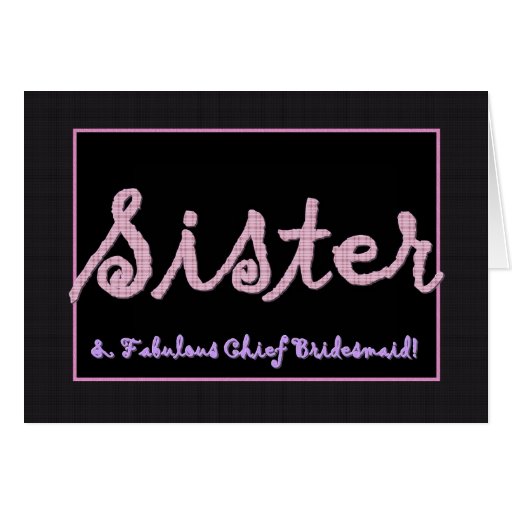 SISTER Thank You Chief Bridesmaid Plaid Lettering Greeting Cards