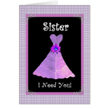 Sister Wedding Invite - Purple Gown Card