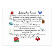 Sisters Are Forever Poem Post Card