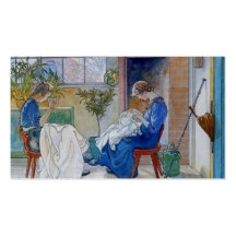 Sisters Sewing by the Fireplace Business Card