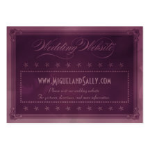 Site Web pourpre de mariage de style de poster vin Cartes De Visite Personnelles