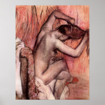 Sitting and brushing by Edgar Degas Posters