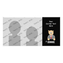 Sitting at a Desk - Red Tie. Photo Card Template