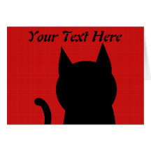 Sitting Black Cat Silhouette. Card