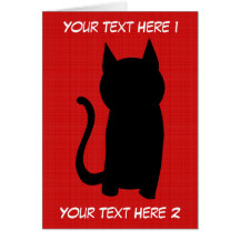 Sitting Black Cat Silhouette. Greeting Card