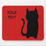 Sitting Black Cat Silhouette. Mouse Pad