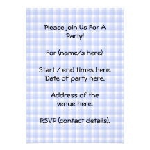 Sitting Black Cat Silhouette. On pale blue check. Personalized Invitation