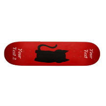 Sitting Black Cat Silhouette. Skate Board Deck