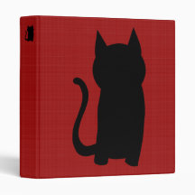 Sitting Black Cat Silhouette. Vinyl Binder