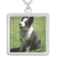 Sitting Border Collie Necklace