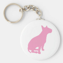Sitting Bull Terrier (pink) Keychains