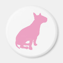 Sitting Bull Terrier (pink) Magnets