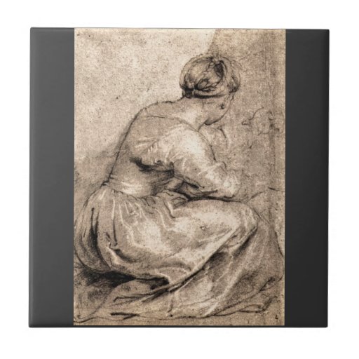 Sitting girl by Paul Rubens Ceramic Tile