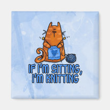 sitting knitting fridge magnet